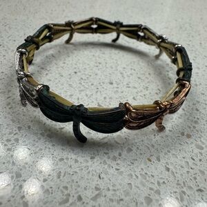 Dragonfly Charm Bracelet in Silver, Patina, and Bronze